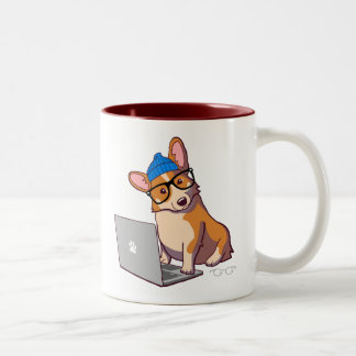 Caneca De Café Em Dois Tons Hipster Corgi 2 (sem texto)