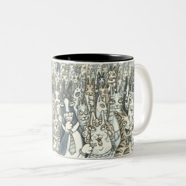 Caneca De Café Em Dois Tons Hiss N' Fitz CAT PARTITY MUG (Frente Esquerda)