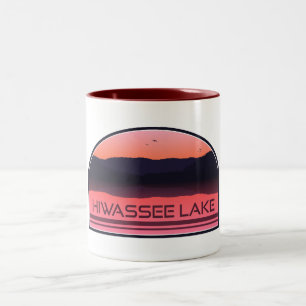 Caneca De Café Em Dois Tons Hiwassee Lago Carolina do Norte Red Sunrise