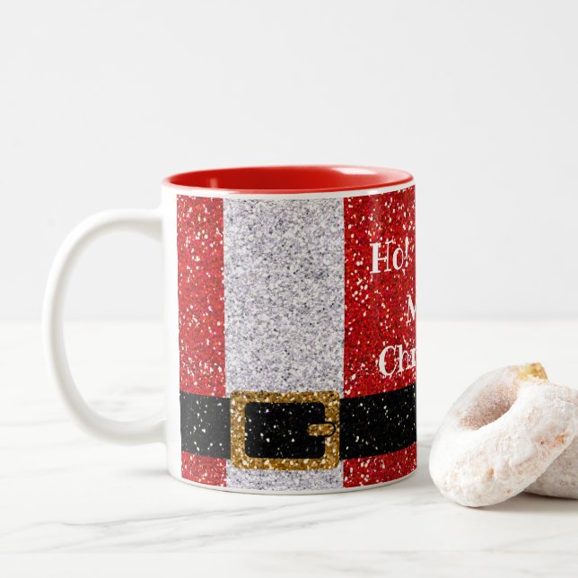 Caneca De Café Em Dois Tons Ho Ho Feliz Natal! Conjunto de Papais noeis (Com Donut)