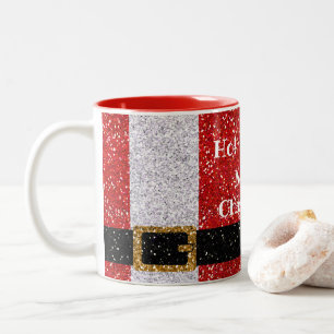 Caneca De Café Em Dois Tons Ho Ho Ho Feliz Natal! Terno de Papai Noel Brilhant