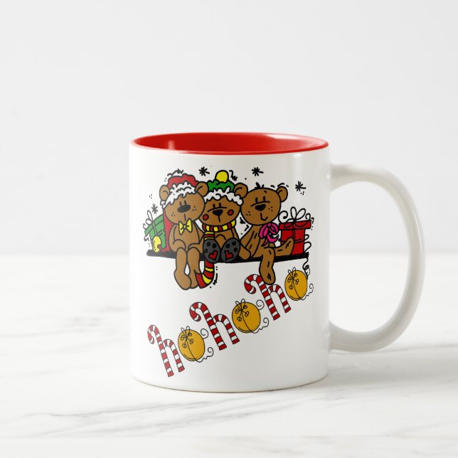 Caneca De Café Em Dois Tons Ho Ho Ho Teddy Bears (Direita)
