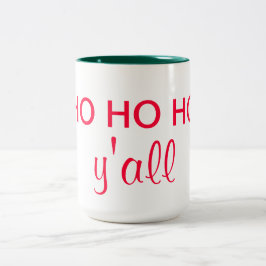 Caneca De Café Em Dois Tons Ho Ho Ho Y'all: HillBilly Papai noel Humor de Nata