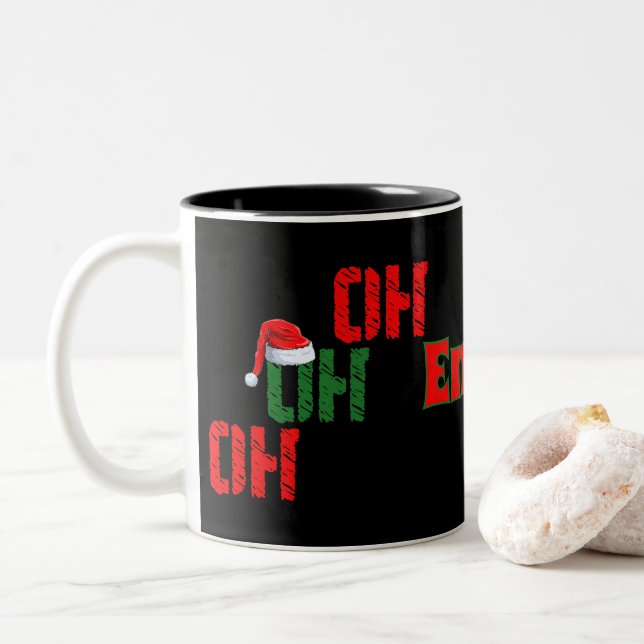 Caneca De Café Em Dois Tons Ho Ho Papai Noel Que Feliz Natal (Com Donut)