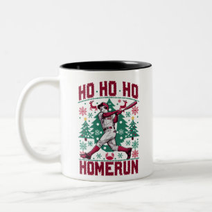 Caneca De Café Em Dois Tons Ho Homerun Baseball Febre Suéter de Natal Feio