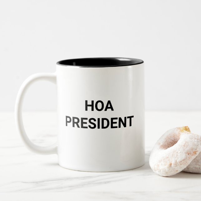 Caneca De Café Em Dois Tons HOA President Funny Neighborhood Leader (Com Donut)