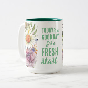 Caneca De Café Em Dois Tons Hoje é uma citação motivacional de início novo do 