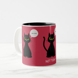 Caneca De Café Em Dois Tons HOJE NÃO! Gato Negro Engraçado Duas Túmulas De Ton