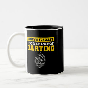 Caneca De Café Em Dois Tons Hoje Previsão 100 Chance De Darting Darts Player