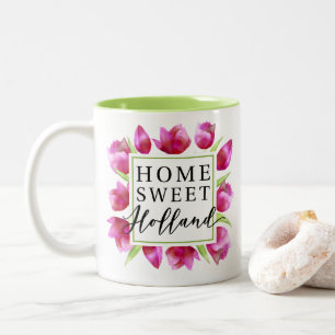 Caneca De Café Em Dois Tons Holanda Doce: Tulipas Rosa Tulipas Holandesas Tulp