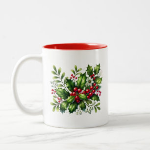 Caneca De Café Em Dois Tons Holiday Holly Coffee Mug