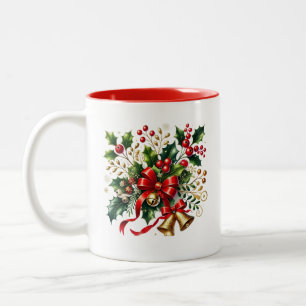 Caneca De Café Em Dois Tons Holiday Holly Coffee Mug