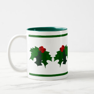 Caneca De Café Em Dois Tons Holly Christmas Mug