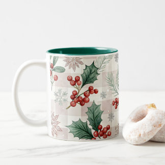Caneca De Café Em Dois Tons Holly Christmas Snow Watercolor