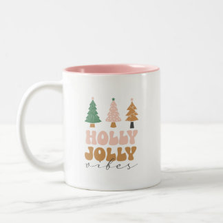 Caneca De Café Em Dois Tons Holly Jolly Natal presente café