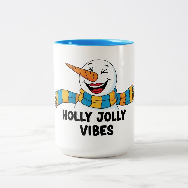 Caneca De Café Em Dois Tons Holly Jolly Vibes Snowman (Centro)