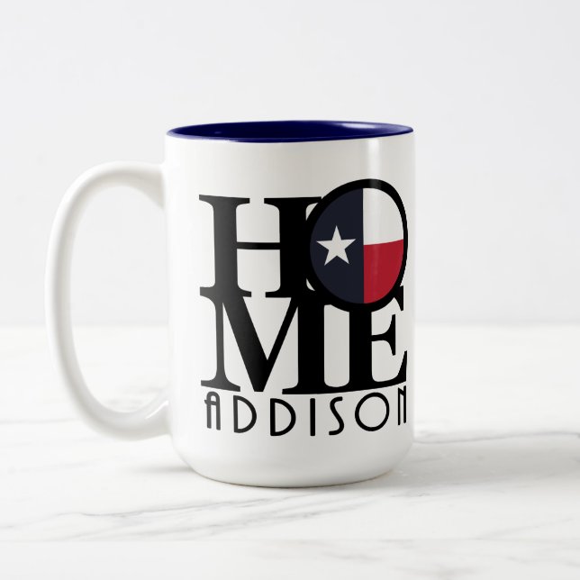 Caneca De Café Em Dois Tons HOME Addison Texas 15oz (Esquerda)