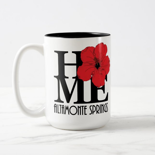 Caneca De Café Em Dois Tons HOME Altamonte Primaveras Red Hibiscus 15oz (Esquerda)