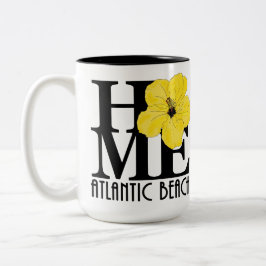 Caneca De Café Em Dois Tons HOME Atlantic Beach Yellow Hibiscus 15oz