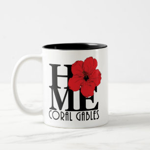 Caneca De Café Em Dois Tons HOME Coral Gables Red Hibiscus 11oz