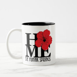 Caneca De Café Em Dois Tons HOME De Funiak Springs Hibisco Vermelho 11oz