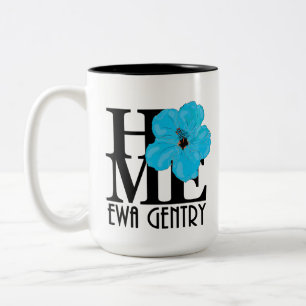 Caneca De Café Em Dois Tons HOME Ewa Gentry Blue Hibiscus 15oz