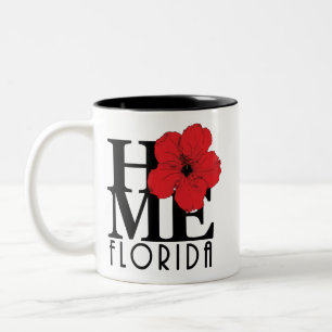 Caneca De Café Em Dois Tons HOME Florida 11oz Red Hibiscus