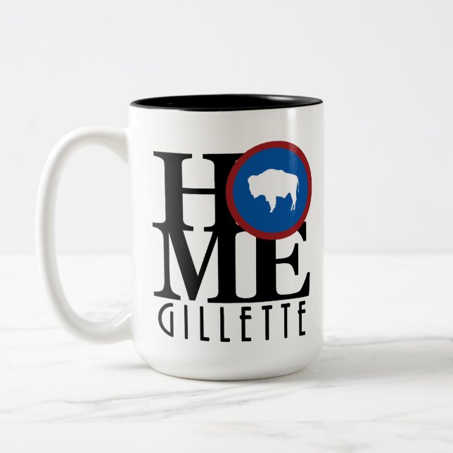 Caneca De Café Em Dois Tons HOME Gillette WY 15oz (Esquerda)