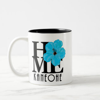 Caneca De Café Em Dois Tons HOME Kaneohe Hawaii 11oz Blue Hibiscus