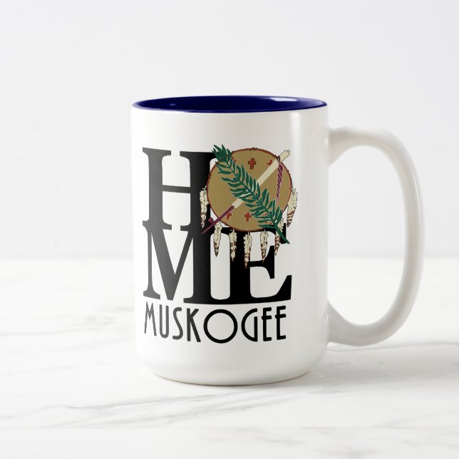 Caneca De Café Em Dois Tons HOME Muskogee OK 15oz (Direita)