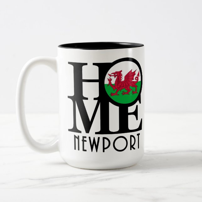 Caneca De Café Em Dois Tons HOME Newport Wales 15oz (Esquerda)