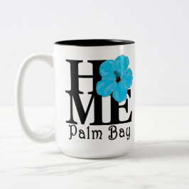 Caneca De Café Em Dois Tons HOME Palm Bay Blue Hibiscus 15 oz