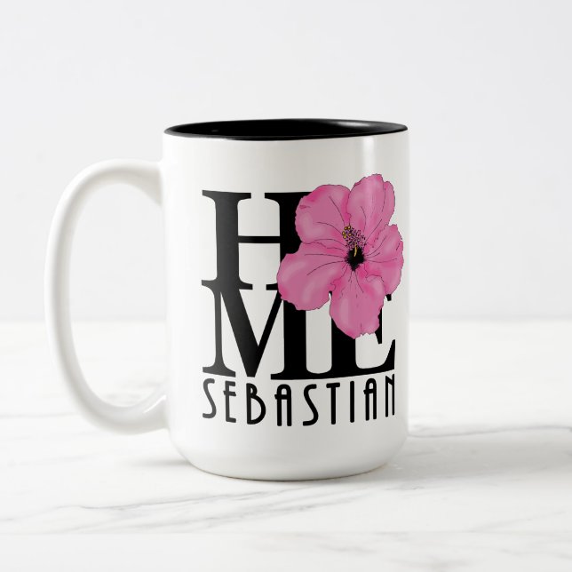 Caneca De Café Em Dois Tons HOME Sebastian 11oz - hibisco rosa (Esquerda)