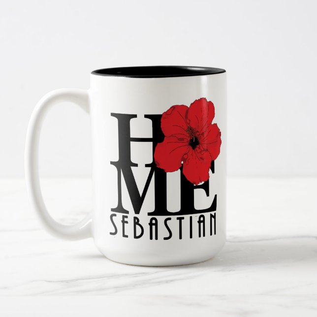 Caneca De Café Em Dois Tons HOME Sebastian 15oz Red hibiscus (Esquerda)