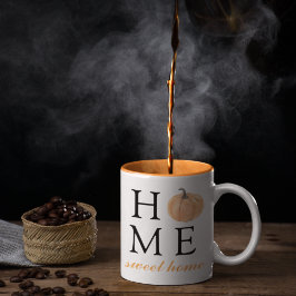 Caneca De Café Em Dois Tons Home Sweet Home | Abóbora Laranja | Fall Season