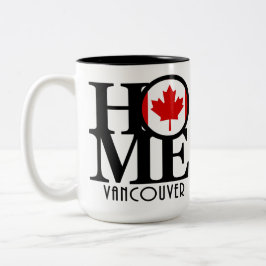 Caneca De Café Em Dois Tons HOME Vancouver (Bandeira Canadense) 15oz