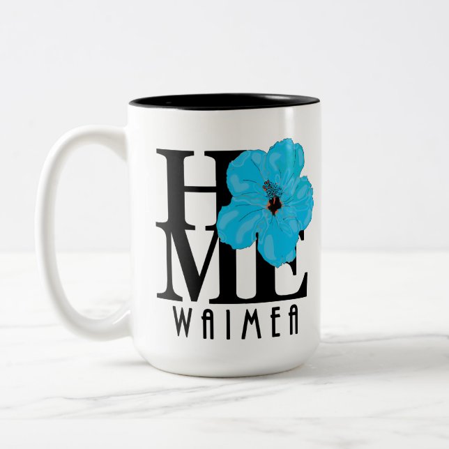 Caneca De Café Em Dois Tons HOME Waimea Blue Hibiscus 15oz (Esquerda)