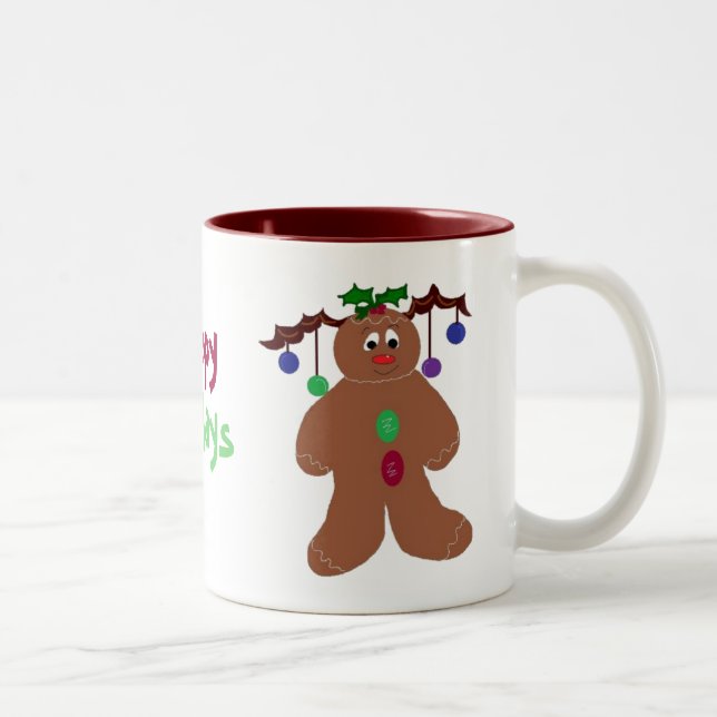 Caneca De Café Em Dois Tons Homem de Biscoito Decorado (Direita)