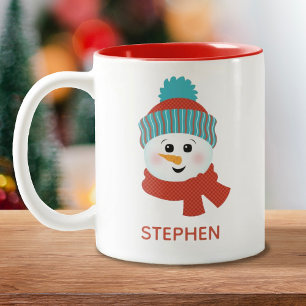 Caneca De Café Em Dois Tons Homem de Neve Personalizado