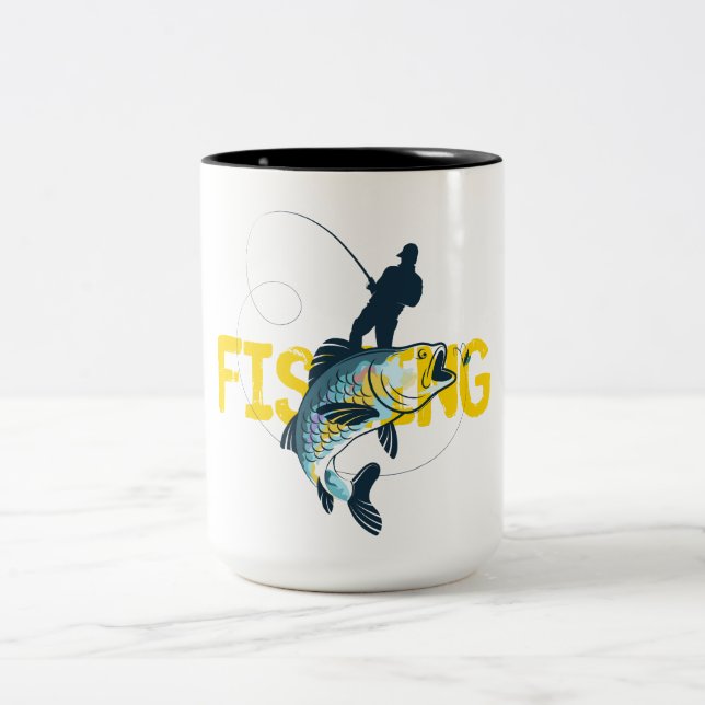Caneca De Café Em Dois Tons Homem de Pesca (Centro)