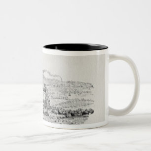 Caneca De Café Em Dois Tons Homem e um menino por um monumento