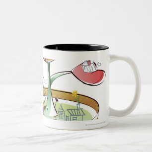 Caneca De Café Em Dois Tons Homem que molha uma planta potted