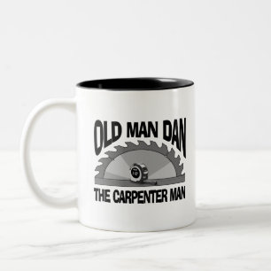 Caneca De Café Em Dois Tons Homem Velho Dan Carpenter Man Lumber Builder Engra