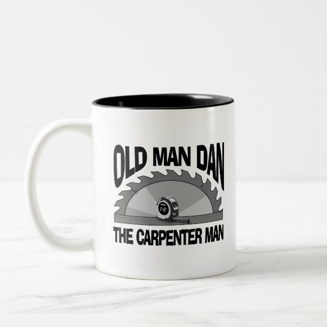 Caneca De Café Em Dois Tons Homem Velho Dan Carpenter Man Lumber Builder Engra (Esquerda)