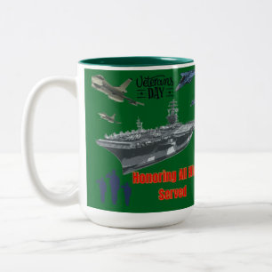 Caneca De Café Em Dois Tons Homenageando o caçador militar poderoso verde