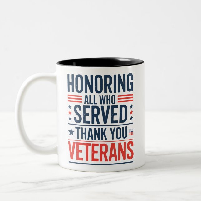 Caneca De Café Em Dois Tons Homenageando Todos os Que Serviram Obrigado Dia do (Esquerda)