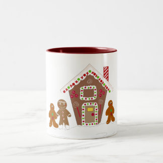 Caneca De Café Em Dois Tons Homens de Pão de Gengibre com Casa de Pão de Gengi