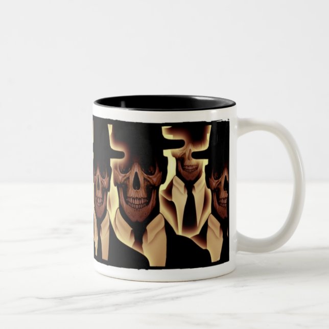 Caneca De Café Em Dois Tons Homens do crânio no preto (Direita)