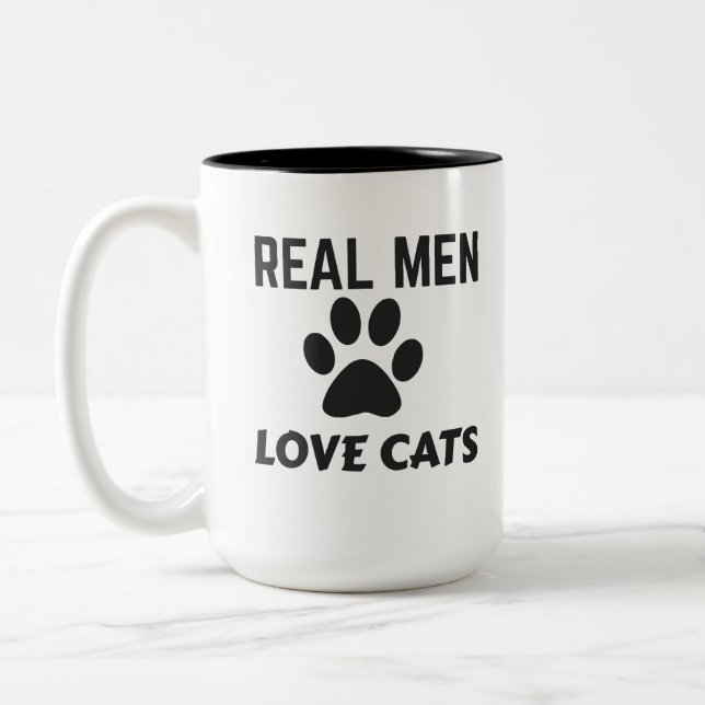 CANECA DE CAFÉ EM DOIS TONS HOMENS REAIS ADORAM GATOS (Esquerda)