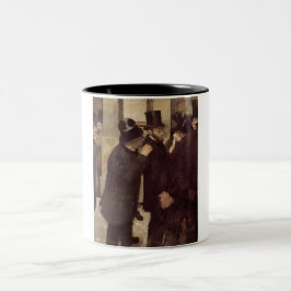 Caneca De Café Em Dois Tons Homens ricos na bolsa (por Edgar Degas)